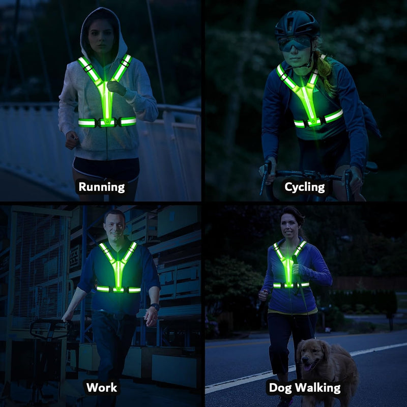 Reflective Running Vest Gear - Rechargeable & High Visibility for Cycling Walking