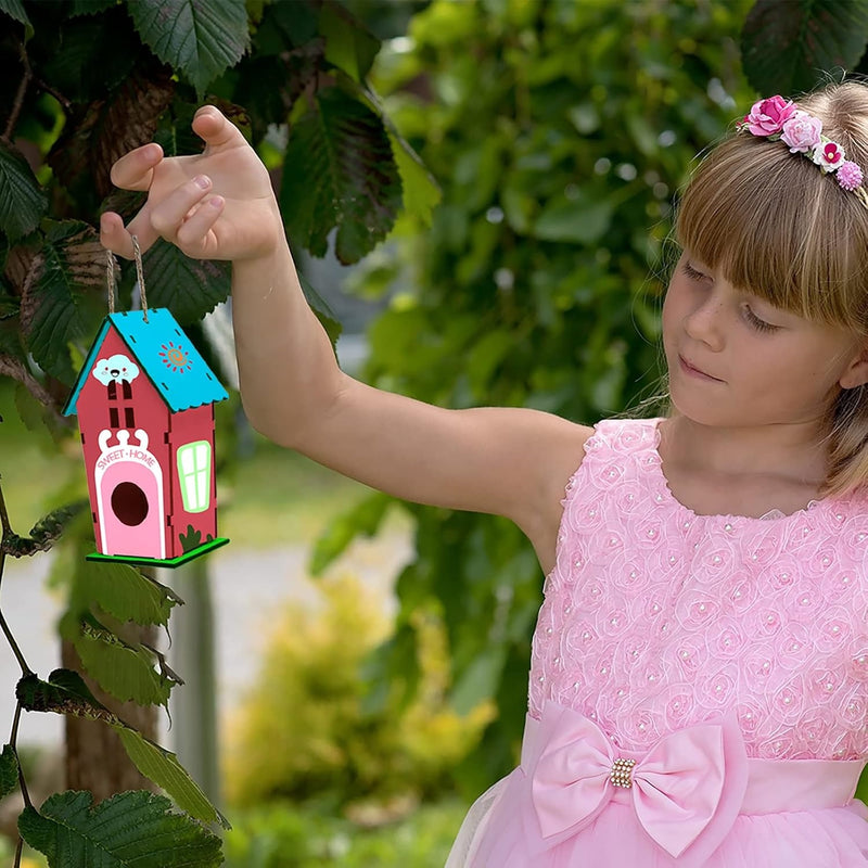 4-Pack DIY Birdhouse Kit for Kids – Build & Paint Wooden Bird Houses Creative Craft Gift