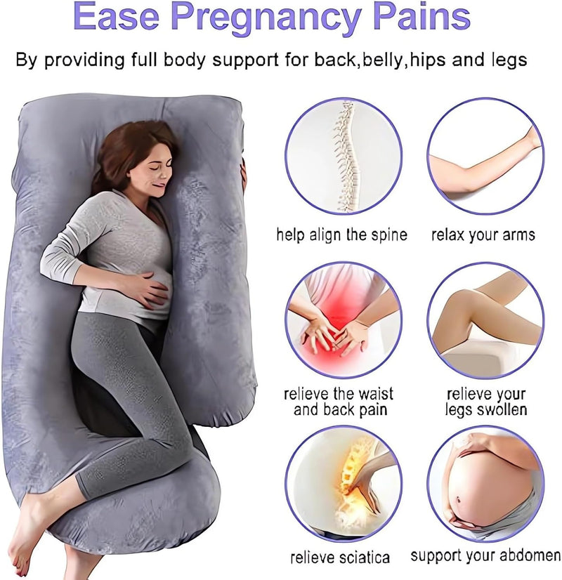 U-Shaped Maternity Pillow – Full Body Pregnancy Pillow with Belly Back Hip & Leg Support