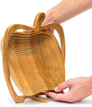Collapsible Bamboo Fruit Bowl – Eco-Friendly Foldable Wooden Basket and Trivet