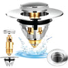 Universal Pop-Up Sink Plug 35–44mm –  Set of 3 Chrome Brass & Stainless Steel Drain Stopper