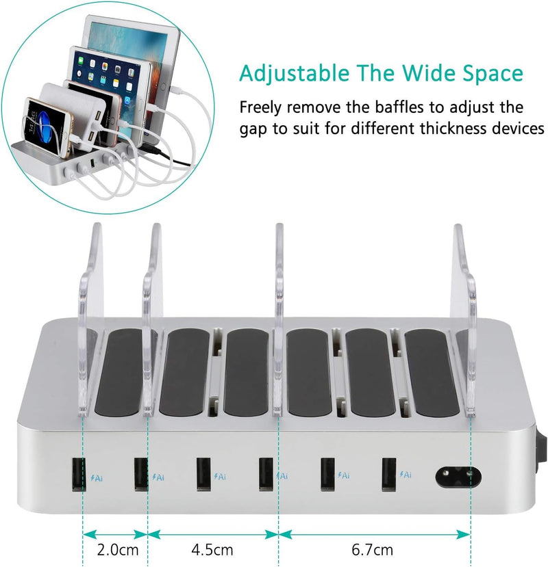 6-Port USB Charging Station – Fast Multi-Device Charger for Phones & Tablets