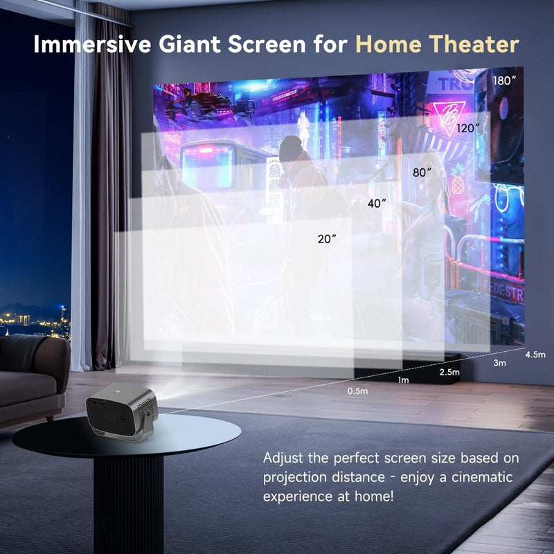Smart WiFi Bluetooth Projector – 4K Support HDR10 Android 13 Auto Keystone & Focus