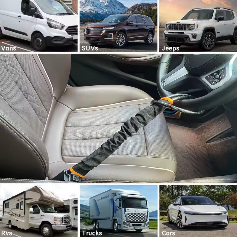 Universal Steering Wheel Lock – Anti-Theft Wire Lock Security Device