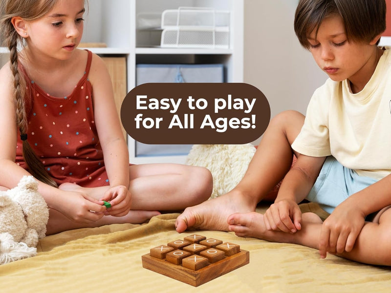 Wooden Tic Tac Toe Board Game – Classic XO Blocks for Kids & Adults