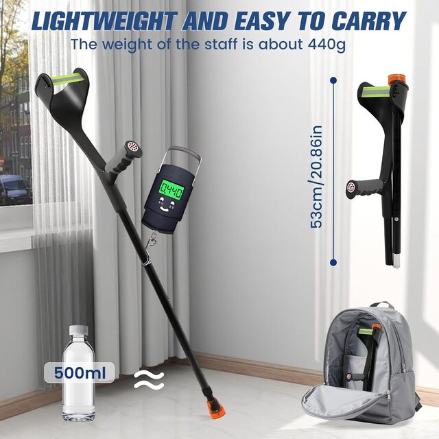 Lightweight Folding Forearm Crutches – Height Adjustable with Ergonomic Handle & Non-Slip Base