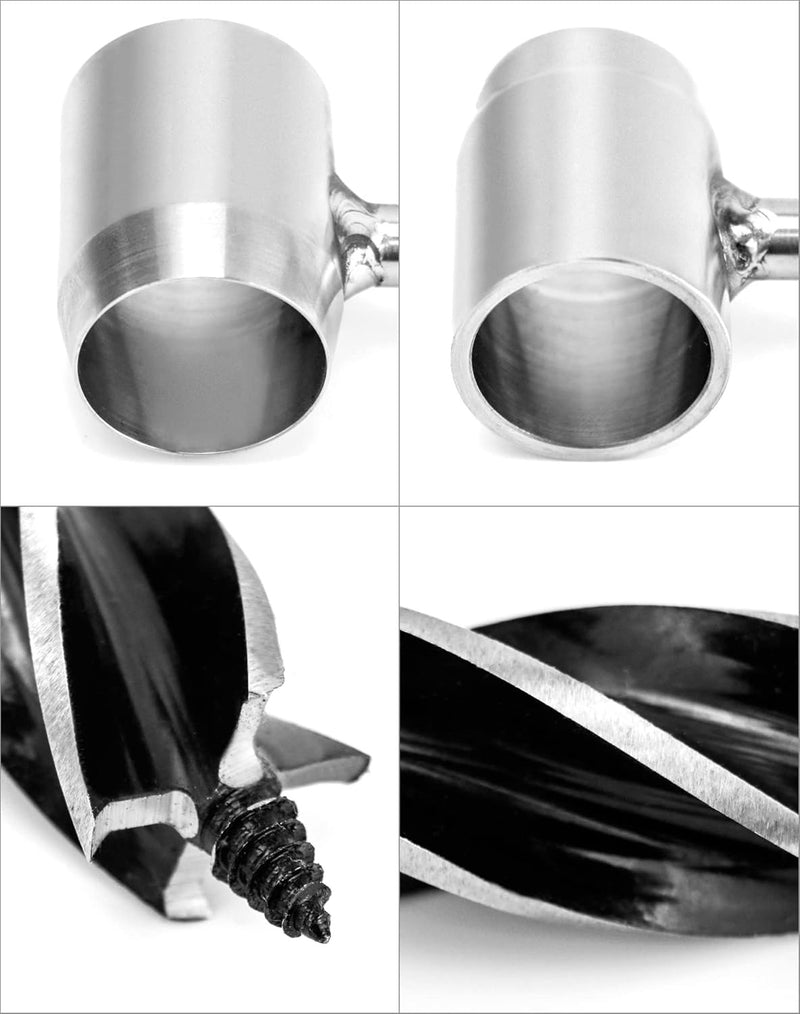 Manual Bushcraft Hand Auger – Survival Settlers Tool with Leather Pouch