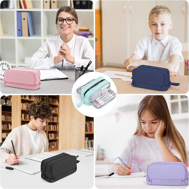 Large Capacity Pencil Case – 4-Compartment Multifunctional Pen & Stationery Organizer