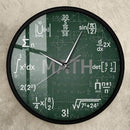 Green Math Chalkboard Wall Clock with Metal Frame – Ideal for Classrooms & Math Fans