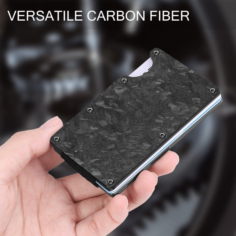 Minimalist Metal Wallet with Money Clip - Forged Carbon RFID Card Holder