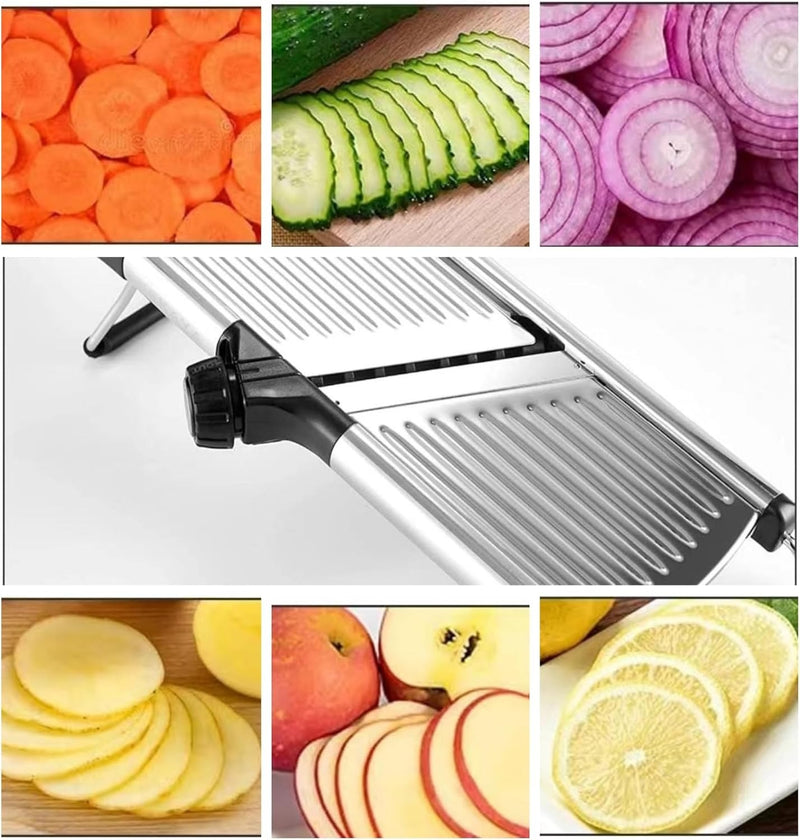 Adjustable Professional Mandoline Slicer – Stainless Steel Vegetable & Fruit Cutter for Effortless Kitchen Prep