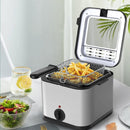 2.5L Mini Electric Deep Fat Fryer – Stainless Steel with Basket & Oil Filter Lid