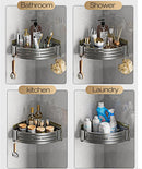2 Tier Adhesive Corner Shower Caddies– No-Drill Bathroom & Kitchen Rack with Towel Holder