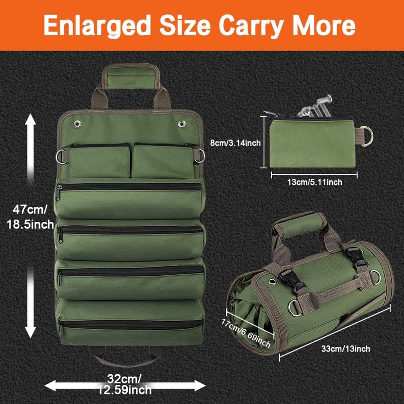 Heavy Duty Roll Up Tool Bag – Portable Multi-Compartment Tool Organiser
