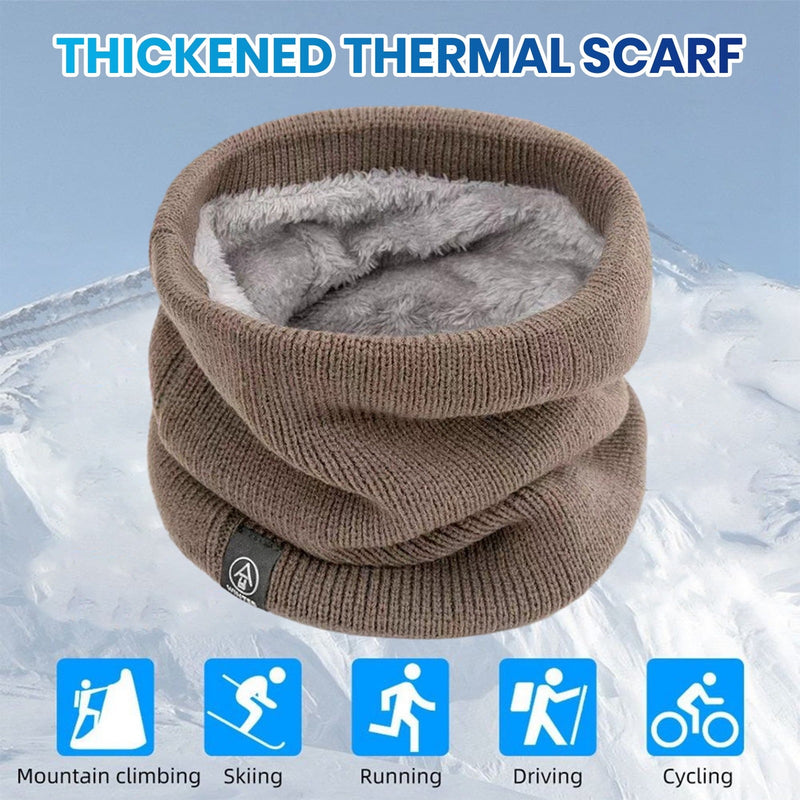 Unisex Winter Neck Warmer – Knitted Snood Scarf with Thick Plush Lining