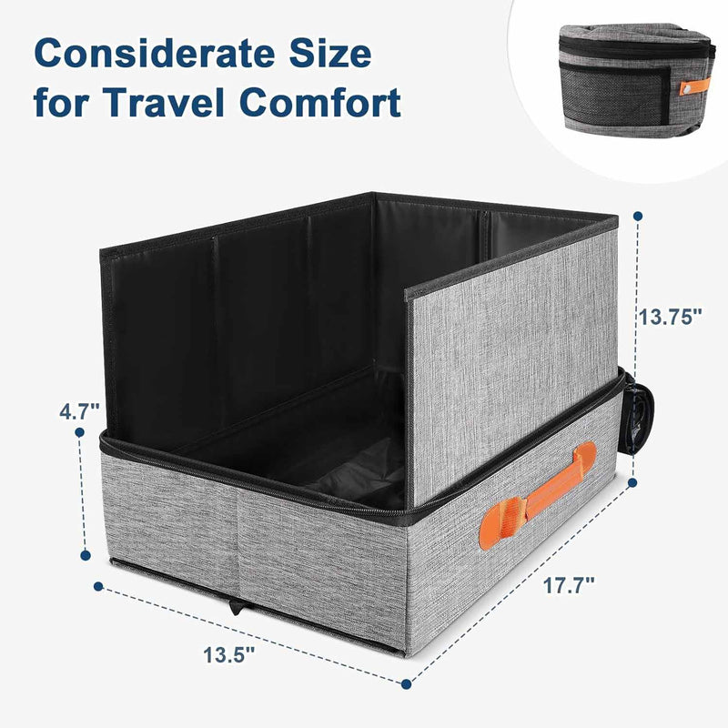 Collapsible Travel Cat Litter Tray– Portable Leak-Proof & Water-Resistant with Lid & Hard Bottom