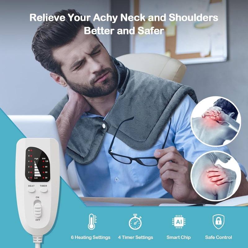 Neck & Shoulder Heating Pad – Weighted Design with 6 Heat Settings & 2-Hour Auto Shut-Off