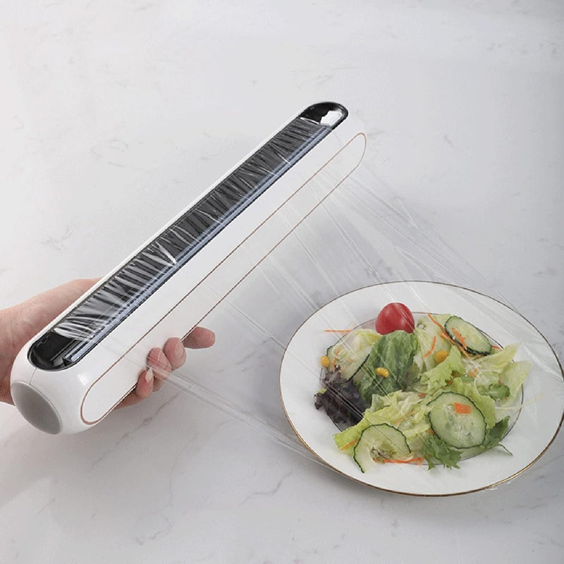 Cling Film & Aluminum Foil Dispenser with Slide Cutter – Reusable Kitchen Organizer