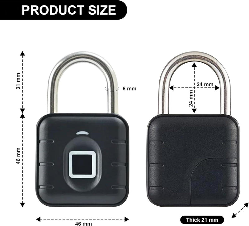 Fingerprint Padlock – Smart Lock for Locker & Drawer IP67 Waterproof