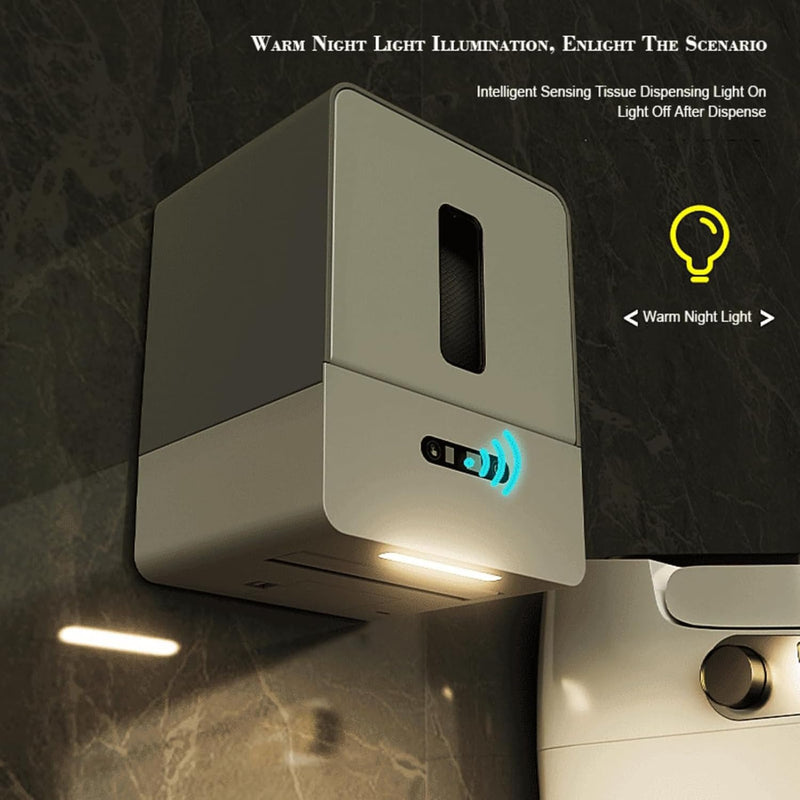 Touchless Paper Towel Dispenser – Smart Wall-Mount Toilet Roll Holder with Night Light