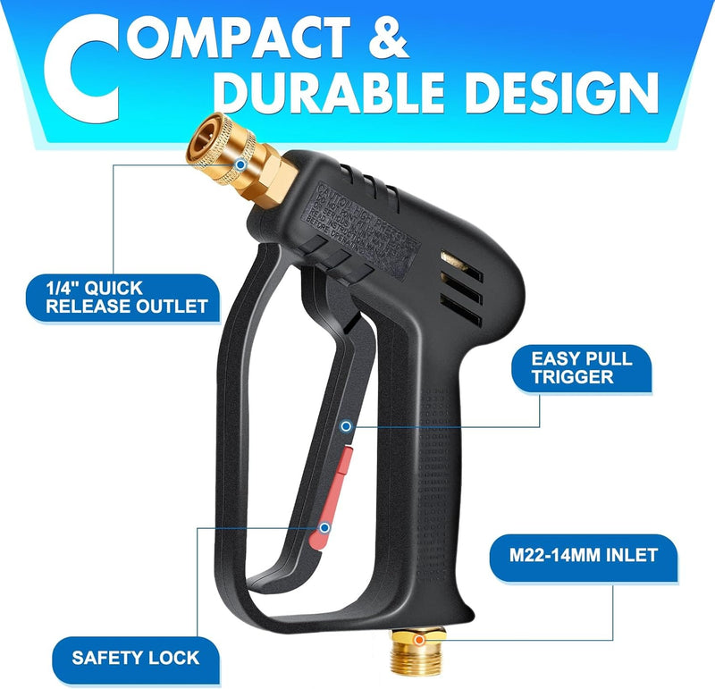 High-Pressure Washer Gun – 5 Nozzles - 4350 PSI - M22 & Karcher QC