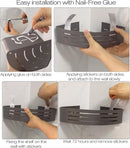 2 Tier Adhesive Corner Shower Caddies– No-Drill Bathroom & Kitchen Rack with Towel Holder