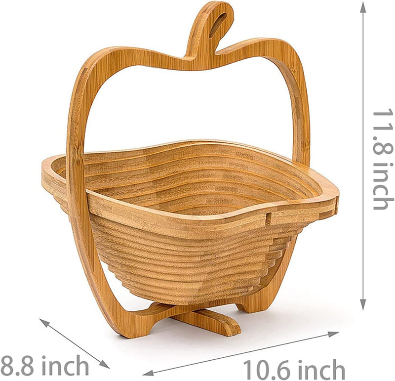 Collapsible Bamboo Fruit Bowl – Eco-Friendly Foldable Wooden Basket and Trivet