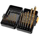 Drill Bit Set 24 pcs with Screwdriver– Titanium Coated for Metal Wood & Plastic with Toolbox Case
