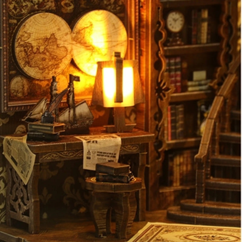 Library-Themed 3D Book Nook Kit – DIY Decorative Bookends with LED Lights