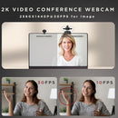 2K Webcam for PC – Adjustable FOV Zoom Privacy Cover USB Plug & Play