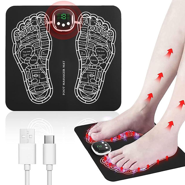 EMS Foot Massager Mat – 8 Modes USB Rechargeable Foldable with Remote Control