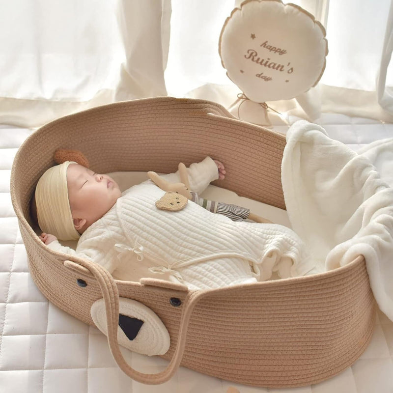 Cozy Baby Moses Basket – Portable Cotton Rope Infant Bed & Carrycot