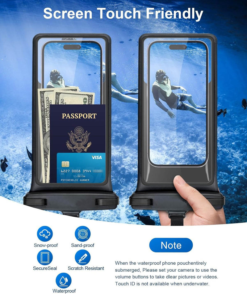 Waterproof Phone Pouch – IPX8 Case for iPhone & Samsung 8-Inch Black