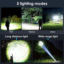 Ultra-Powerful LED Flashlight Rechargeable - 5 Modes and Waterproof