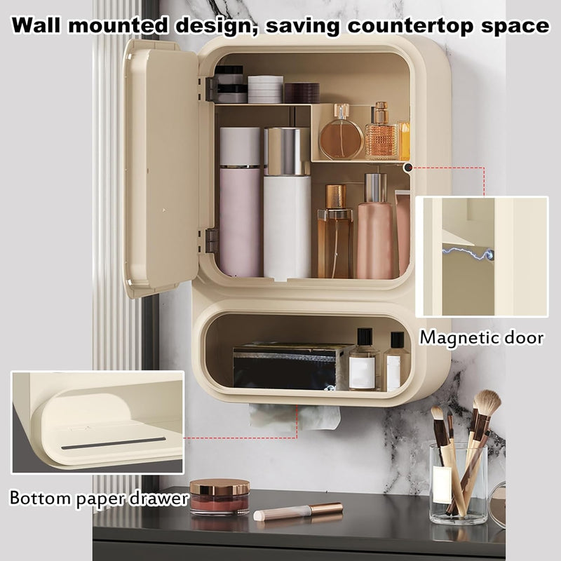 LED Bathroom Mirror Cabinet – Storage with Magnetic Door & Tissue Dispenser