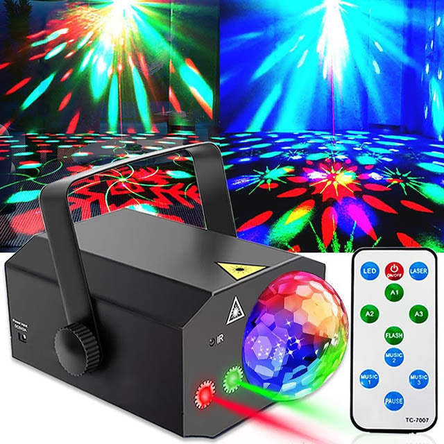 2-in-1 Laser Disco Light – Sound Activated Strobe with Remote Control