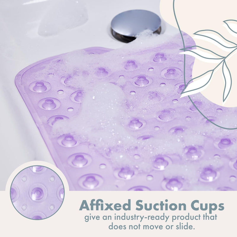 Non-Slip Bath Mat with Suction Cups – Anti-Mildew Washable Safe for Kids & Elderly