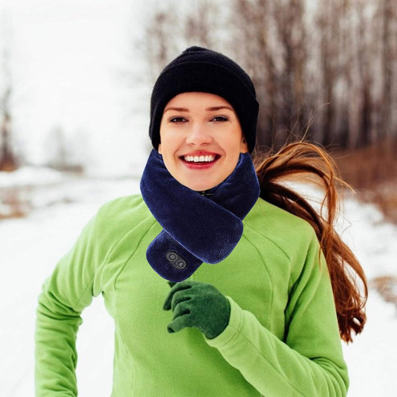 Heated Scarf with Vibration Massage – Waterproof Neck Warmer 3 Heat Levels Double Control Switch