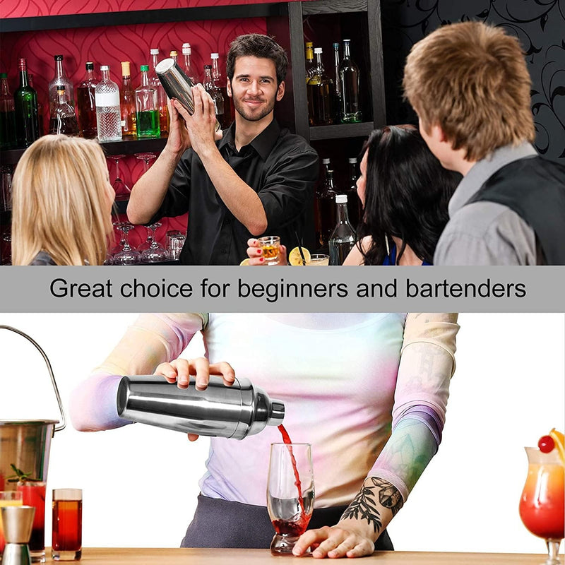 Professional Cocktail Shaker Set – Stainless Steel Bartender Tools with Jigger & Spoon 24oz