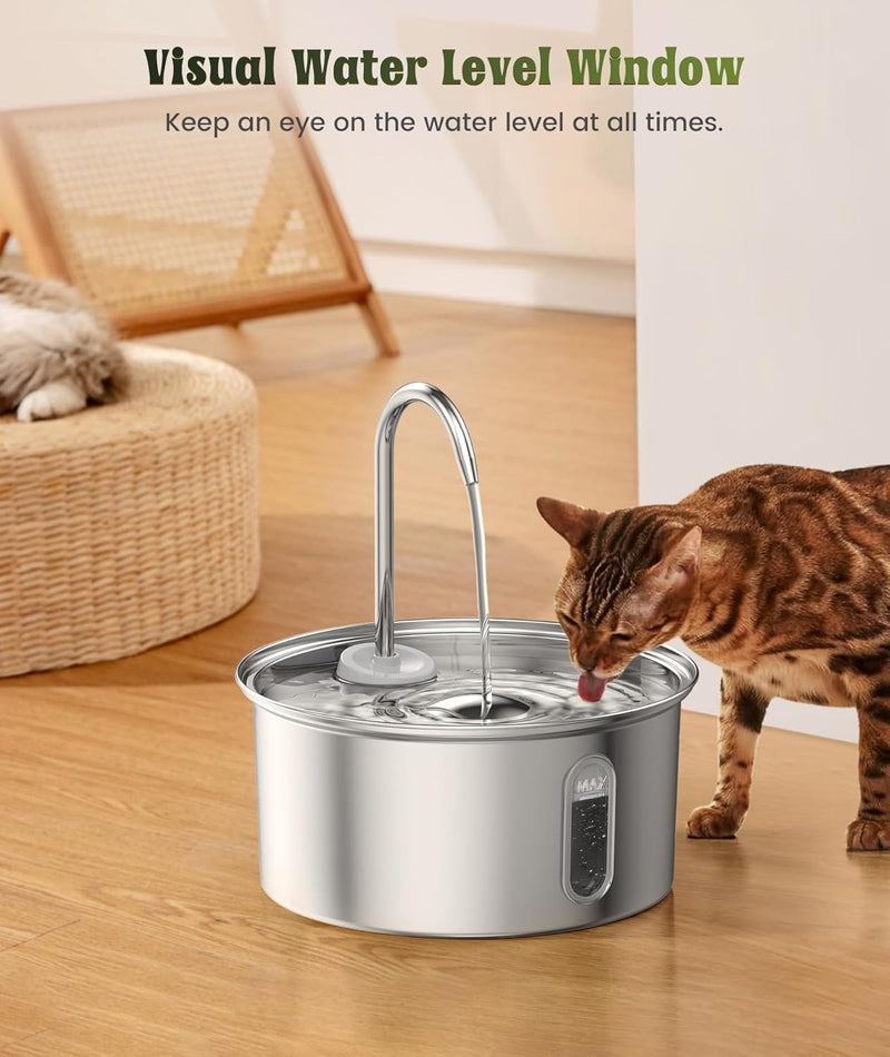 Stainless Steel Water Fountain for Cats & Small Dogs