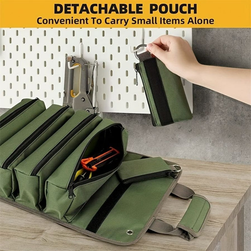Heavy Duty Roll Up Tool Bag – Portable Multi-Compartment Tool Organiser