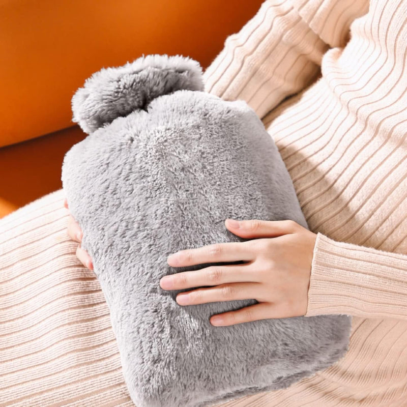 Hot Water Bottle with Soft Cover – 2L Large Capacity Winter Warmer
