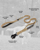 Heavy-Duty Tactical Dog Lead– 1.2–1.8m Shock-Absorbing Bungee with Dual Handles & Metal Clip