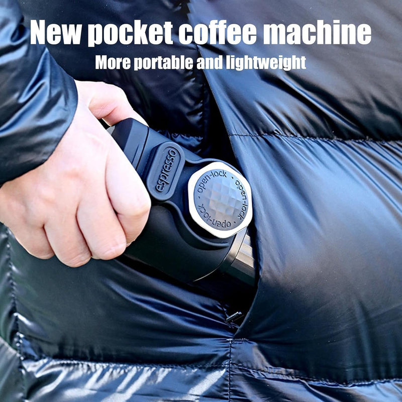 Portable Hand-Press Espresso Maker – Compact Coffee Machine for Capsules & Ground Powder