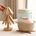 Wooden Tree Trivet Set with Stand – 3 Piece Heat-Resistant Coasters
