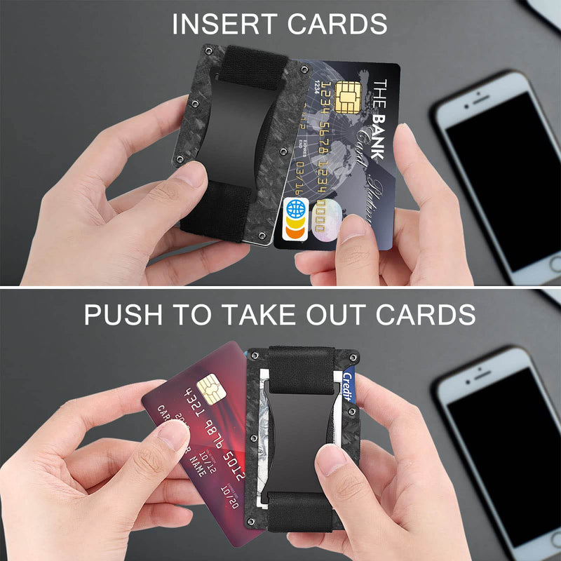 Minimalist Metal Wallet with Money Clip - Forged Carbon RFID Card Holder