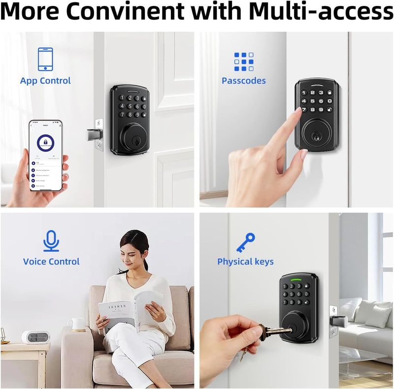 Smart Deadbolt Lock – Wi-Fi & Bluetooth Electronic Door Lock and IP65 Waterproof Protection