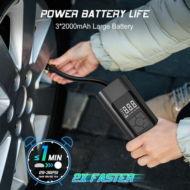 Rechargeable Electric pump - 6000 mah  Portable Air Compressor Inflator For Cars Motorcycle and Bicycles