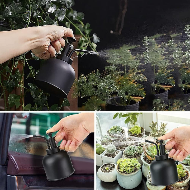 Stainless Steel Plant Sprayer –300ml Manual Pressure Watering Can Mist Bottle