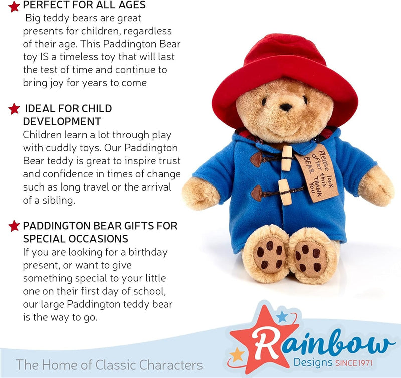 Paddington Bear Soft Toy – 28cm Large Cuddly Plush with Scarf
